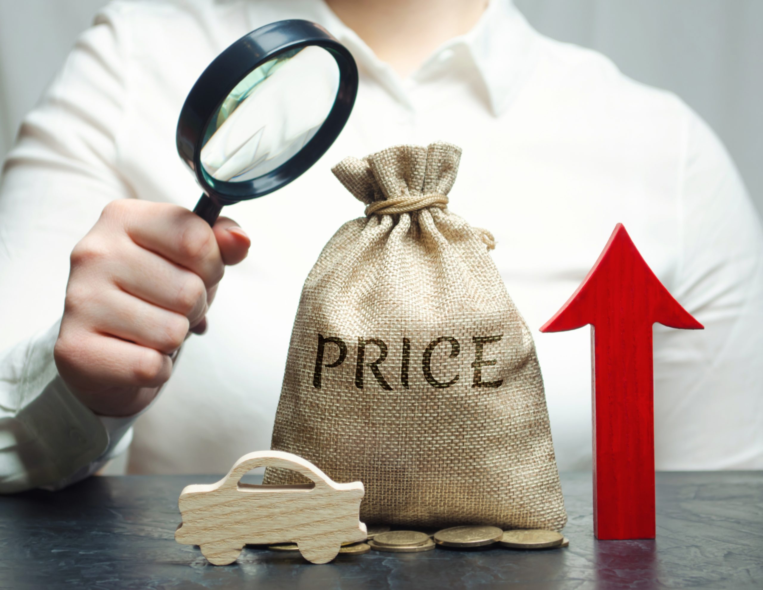 woman looking over price bag