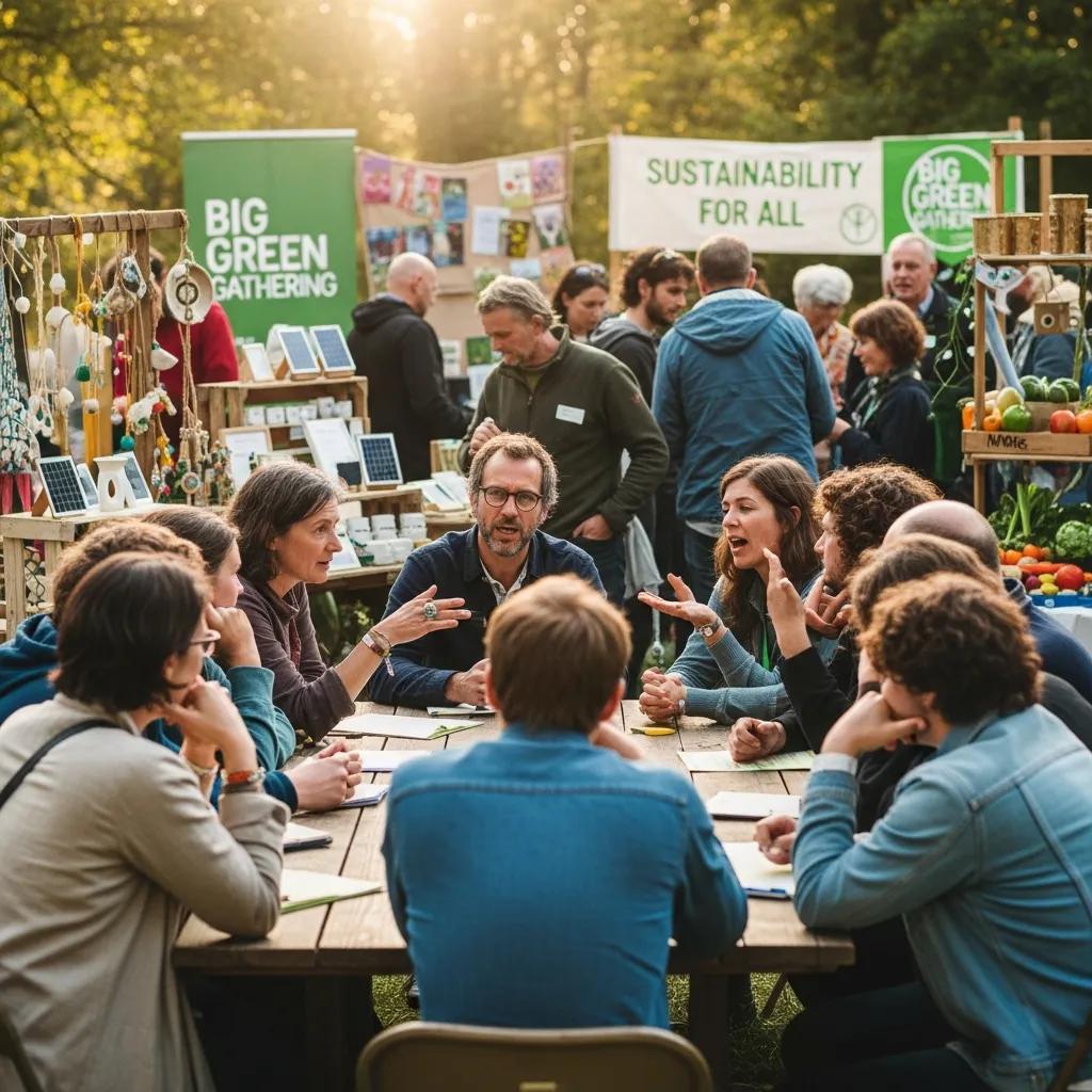 Attendees engaging in discussions about sustainability at the Big Green Gathering